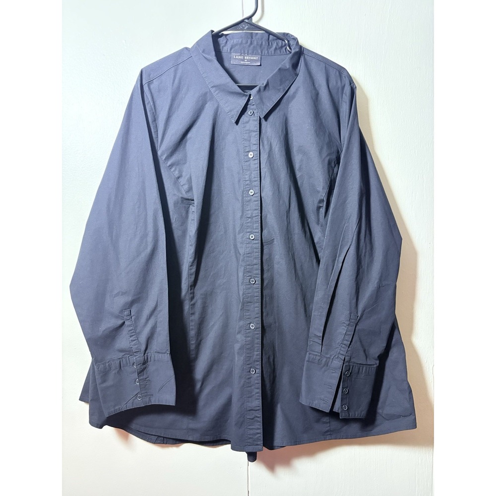 Lane Bryant Women's 28 Button Up Shirt Black Long Sleeve Career Office Casual